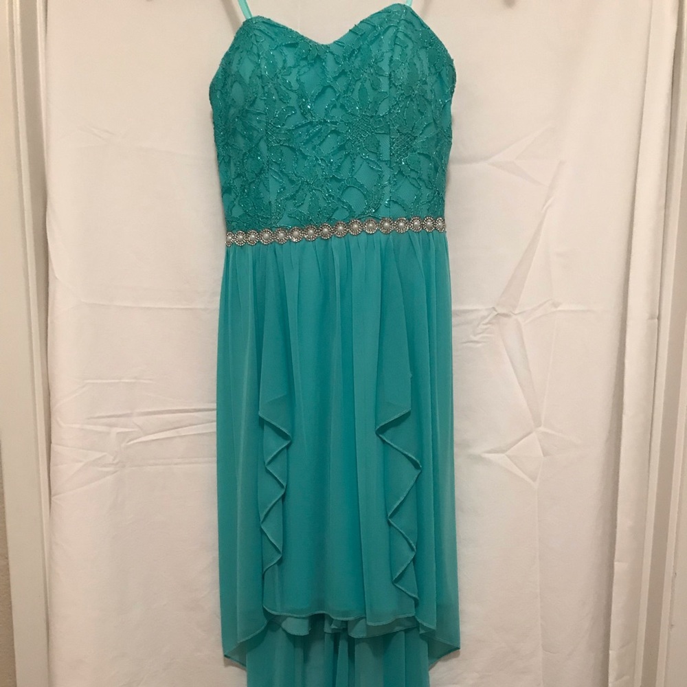 Turquoise high low dress